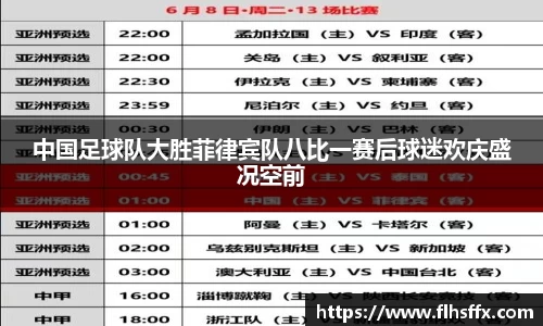 中国足球队大胜菲律宾队八比一赛后球迷欢庆盛况空前