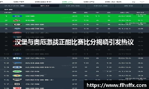 汉堡与奥厄激战正酣比赛比分揭晓引发热议